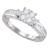 18kt White Gold Round Diamond Cluster Bridal Wedding Engagement Ring /8 Cttw