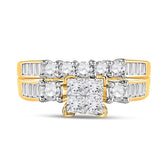 10kt Yellow Gold Princess Diamond Cluster Bridal Wedding Ring Band Set 7/8 Cttw