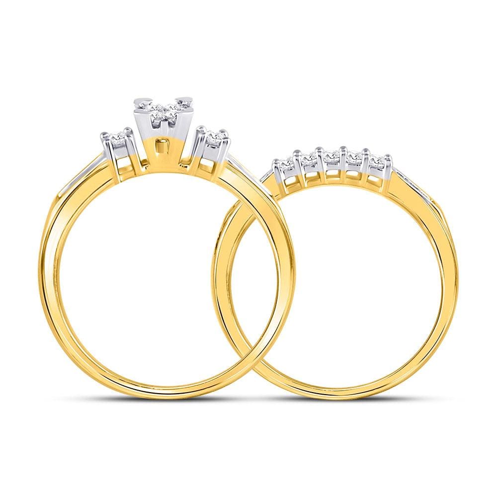 10kt Yellow Gold Princess Diamond Bridal Wedding Ring Band Set 1/2 Cttw - Size