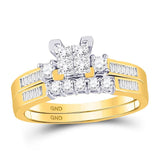 10kt Yellow Gold Princess Diamond Bridal Wedding Ring Band Set 1/2 Cttw - Size