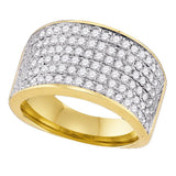 10kt Yellow Gold Womens Round Diamond Pave Band Ring 1-1/2 Cttw