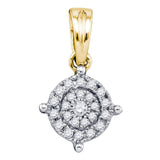 10kt Yellow Gold Womens Round Diamond Circle Frame Cluster Pendant 1/6 Cttw