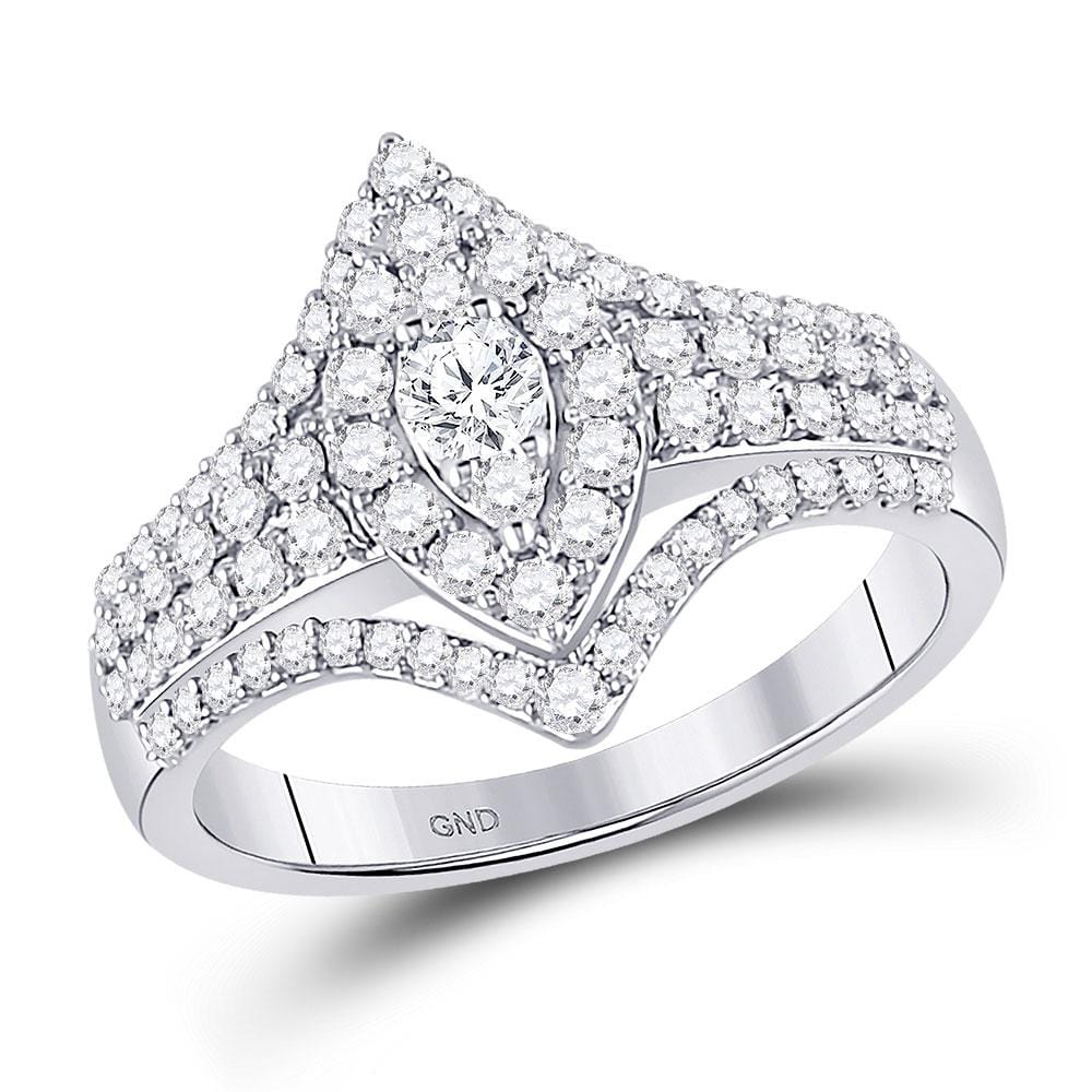 14kt White Gold Round Diamond Cluster Bridal Wedding Engagement Ring /8 Cttw