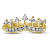 10kt Yellow Gold Womens Round Diamond Crown Tiara Band Ring 1/5 Cttw