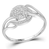 10kt White Gold Womens Round Diamond Cluster Ring 1/6 Cttw