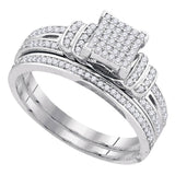 10kt White Gold Womens Round Diamond Bridal Wedding Engagement Ring Band Set 1/3 Cttw