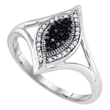 10kt White Gold Womens Round Black Color Enhanced Diamond Cluster Ring 1/10 Cttw