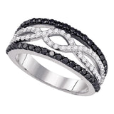 10kt White Gold Womens Round Black Color Enhanced Diamond Band Ring 1 Cttw