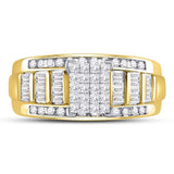 10kt Yellow Gold Princess Diamond Cluster Bridal Wedding Engagement Ring /8 Cttw