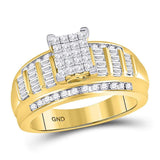 10kt Yellow Gold Princess Diamond Cluster Bridal Wedding Engagement Ring /8 Cttw