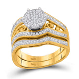 10kt Yellow Gold Round Diamond Bridal Wedding Ring Band Set 3/8 Cttw