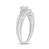 10kt White Gold Princess Diamond Bridal Wedding Ring Band Set 1/3 Cttw