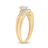 10kt Yellow Gold Princess Diamond Bridal Wedding Ring Band Set 1/3 Cttw