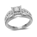 10kt White Gold Diamond Round Bridal Wedding Ring Band Set 1/4 Cttw