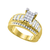 10kt Yellow Gold Princess Diamond Cluster Bridal Wedding Engagement Ring 7/8 Cttw Size
