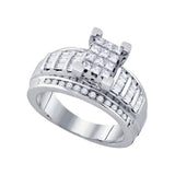 10kt White Gold Princess Diamond Cluster Bridal Wedding Engagement Ring 7/8 Cttw Size