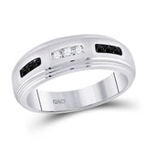 10kt White Gold Mens Round Black Color Enhanced Diamond Wedding Band Ring 1/3 Cttw