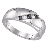 10kt White Gold Mens Round Black Color Enhanced Diamond Wedding Band Ring 1/5 Cttw