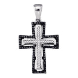 10k White Gold Black Color Enhanced Diamond Womens Roman Cross Crucifix Pendant 1/4 Cttw