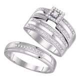 10kt White Gold His Hers Round Diamond Solitaire Matching Wedding Set 1/4 Cttw