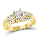 10kt Yellow Gold Womens Princess Diamond Cluster Bridal Wedding Engagement Ring 1/2 Cttw