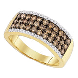 14kt Yellow Gold Womens Round Brown Diamond Band Ring 1 Cttw