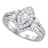 14k White Gold Round Pave-set Diamond Bridal Wedding Engagement Ring 1/5 Cttw