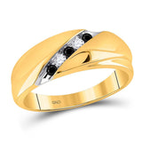 10kt Yellow Gold Mens Round Black Color Enhanced Diamond Wedding Band Ring 1/5 Cttw