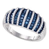 10kt White Gold Womens Round Blue Color Enhanced Diamond Band Ring 3/4 Cttw