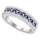 10kt White Gold Womens Round Blue Color Enhanced Diamond Band Ring 1/3 Cttw