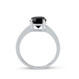 10kt White Gold Round Black Color Enhanced Diamond Solitaire Bridal Wedding Ring 2 Cttw