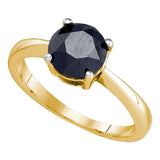 10kt Yellow Gold Round Black Color Enhanced Diamond Solitaire Bridal Wedding Ring 2 Cttw