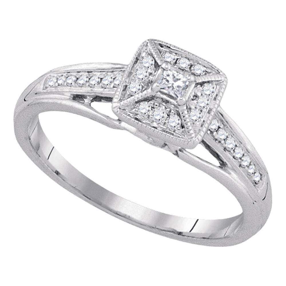 14kt White Gold Princess Diamond Solitaire Bridal Wedding Engagement Ring 1/6 Cttw