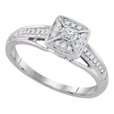 14kt White Gold Princess Diamond Solitaire Bridal Wedding Engagement Ring 1/6 Cttw