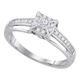14k White Gold Princess Solitaire Pave-set Diamond Bridal Wedding Engagement Ring 1/5 Cttw