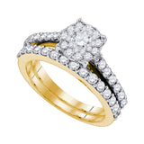 14kt Yellow Gold Womens Round Diamond Bridal Wedding Engagement Ring Band Set 1-3/8 Cttw