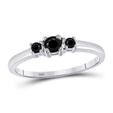 10k White Gold Black Color Enhanced 3-stone Diamond Bridal Wedding Engagement Ring 1/4 Cttw