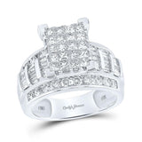 10kt White Gold Princess Diamond Cluster Bridal Wedding Engagement Ring 2 Cttw