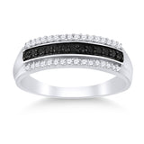 Sterling Silver Womens Round Black Color Enhanced Diamond Band Ring 1/4 Cttw