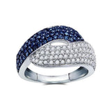 Sterling Silver Womens Round Blue Color Enhanced Diamond Fashion Ring 1 Cttw