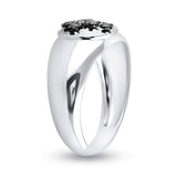 Sterling Silver Mens Round Black Color Enhanced Diamond Cross Ring 1/4 Cttw