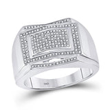 Sterling Silver Mens Round Diamond Cluster Ring 1/5 Cttw