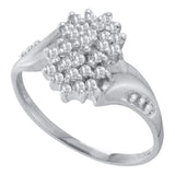 10kt White Gold Womens Round Prong-set Diamond Oval Cluster Ring 1/4 Cttw
