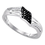 Sterling Silver Womens Round Black Color Enhanced Diamond Band Ring 1/10 Cttw