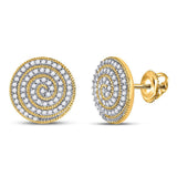 10kt Yellow Gold Mens Round Diamond Spiral Stud Earrings 3/8 Cttw