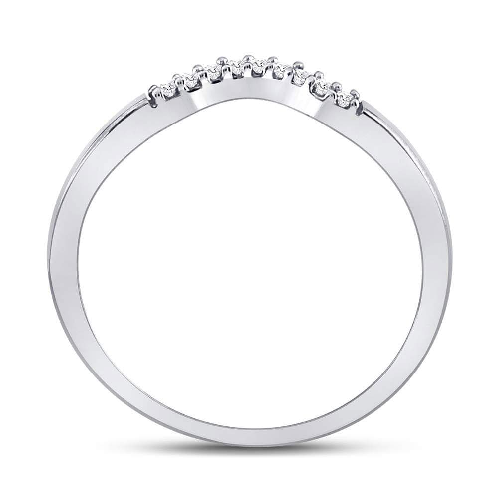 10kt White Gold Womens Round Diamond Contoured Solitaire Enhancer Wedding Band 1/20 Cttw