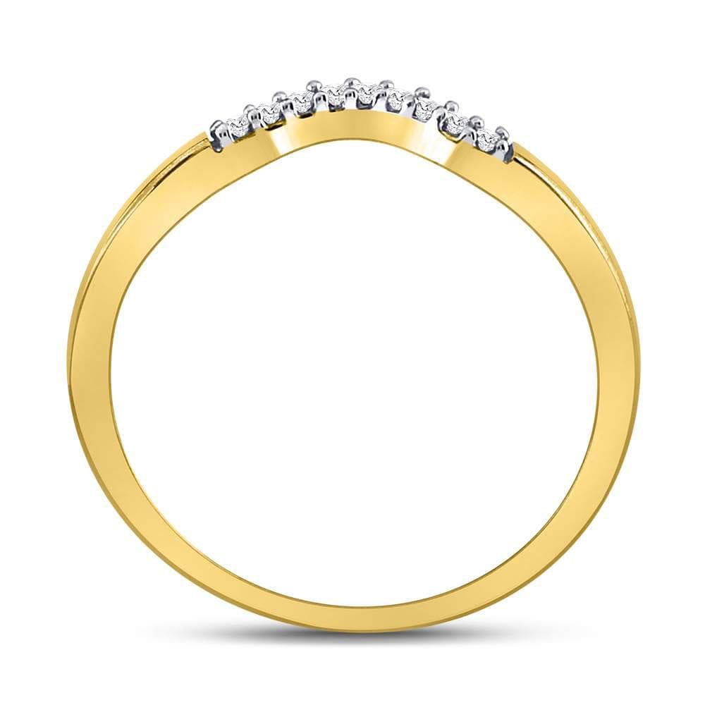 10kt Yellow Gold Womens Round Diamond Contoured Solitaire Enhancer Wedding Band 1/20 Cttw