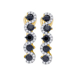 10kt Yellow Gold Womens Round Black Color Enhanced Diamond Hoop Earrings 1 Cttw