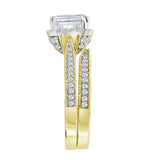 14kt Yellow Gold Womens Emerald Diamond Bridal Wedding Engagement Ring Band Set 1-3/4 Cttw