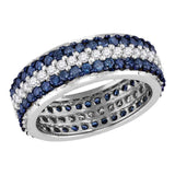 10kt White Gold Womens Round Blue Color Enhanced Diamond Eternity Band Ring 2-3/8 Cttw